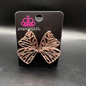 Paparazzi Earrings Copper Butterfly Drop Dangle Post Back Earthy